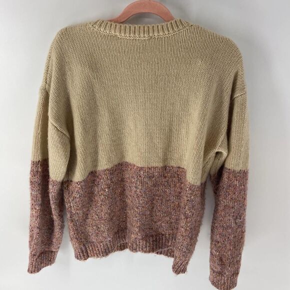 cupcakes & cashmere tan pink marbled colorblock crew neck sweater womens small - Picture 6 of 7